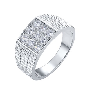 Độc Đáo Người Đàn Ông Trang Sức Nhẫn <span class=keywords><strong>Mirco</strong></span> Pave Thiết Trắng Zircon CZ 925 Sterling Silver Vuông Engagement <span class=keywords><strong>Ring</strong></span> Cho Nam Giới - Product Image 3