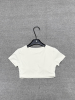 Haut court en tricot doux pour femme avec logo AL - Couleur unie, taille haute, ajusté, décontracté pour le quotidien