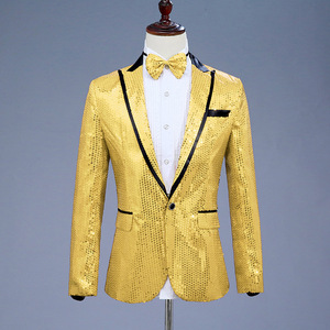 Chaqueta de vestido de lentejuelas con un botón para hombre, traje de fiesta, para boda, cantante de escenario, con lazo incluido, novedad de 2022 - Product Image 5