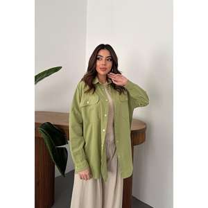 Blusas y Camisas Verdes de Mujer con Doble Bolsillo y Botones a Presión - Venta al por Mayor - Product Image 4