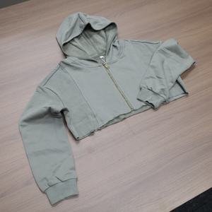 Sudadera con capucha y cremallera para mujer, estilo crop top, hombros caídos, holgada, personalizada, superventas del fabricante - Product Image 2