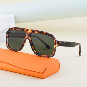 แว่นกันแดดทรงสี่เหลี่ยมขนาดใหญ่สไตล์เรโทรสำหรับผู้ชาย ป้องกันรังสียูวี 400 กรอบพลาสติกสีดำ เหมาะสำหรับขับรถ ท่องเที่ยว แฟชั่น งานปาร์ตี้ - Product Image 5