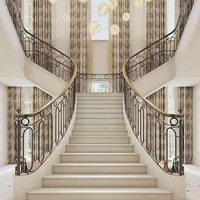 Foshan moderne intérieur Double hélice ronde escalier en colimaçon économique avec garde-corps en verre pour appartement décoratif métal fer acier