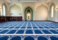 Tapis de prière musulman en mélange de laine et de nylon, couleur verte, tapis Axminster classique résistant à fort trafic pour mosquée