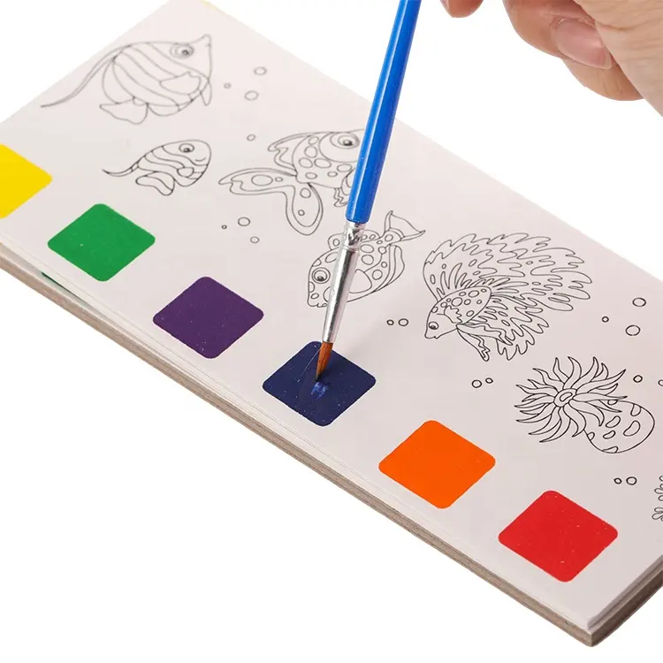 Çocuk taşınabilir cep guaj graffiti boyama kitap ve su büyülü renk pigmentler çizim fırça kalem ile doodle kitap