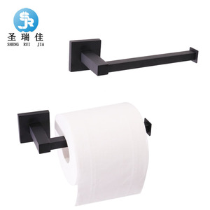 Porte-papier toilette noir Saint Ruijia, carré, en alliage de zinc, à fixer au mur, pour salle de bain et cuisine - Product Image 1