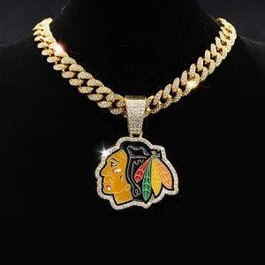 Collane con Ciondolo Squadra di Hockey su Ghiaccio, Catene Cubane Placcate Oro/<span class=keywords><strong>Argento</strong></span>, Gioielli Hip Hop per Regali agli Appassionati di Sport - Product Image 5