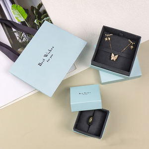 Rz Độc Đáo Sang Trọng Biểu Tượng Tùy Chỉnh Cứng Nhắc Các Tông Quà Tặng Giấy Màu Xanh Đồ Trang Sức Nhỏ Bán Hoa Nhung Hộp Bao Bì - Product Image 2