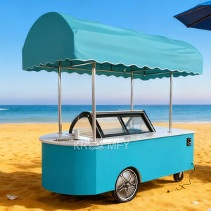 Vitrine Réfrigérée Mobile pour Crèmes Glacées, Chariot Remorquable pour Food Truck, Véhicule de Restauration Rapide en Métal Résistant à la Rouille pour Vente Ambulante en Extérieur - Product Image 4