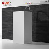 Lavabo sur pied en résine de pierre moderne, facile à nettoyer, pour salle de bain