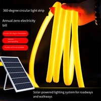 Bande lumineuse LED solaire extérieure étanche pour villa, jardin, auvent, décoration, éclairage paysager, néon, lumière à 360 degrés.
