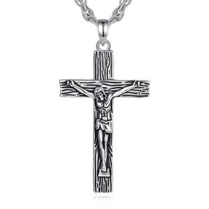 Collar con Colgante <span class=keywords><strong>de</strong></span> Cruz Crucifijo <span class=keywords><strong>de</strong></span> Cobre Plateado Estilo Vintage, Joyería Religiosa Devocional para Hombre, Venta al Por Mayor - Product Image 1