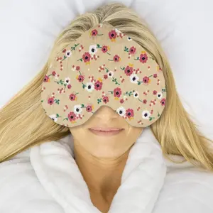 Thérapie chaude Oreiller pour les yeux pondéré en forme de coeur Masque pour les yeux au micro-ondes avec tissu 100% coton imprimé à base de plantes et de lavande