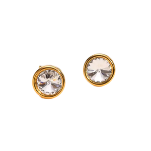 <b>Blue</b> Round <b>Stud</b> <b>Earrings</b> 18K Gold Plated Silver Bezel Set Zircon Trendy Minimalist Jewelry for Daily Wear Party - Product Image 2