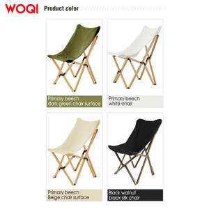Silla Plegable Woqi, Silla Portátil para Acampar al Aire Libre, Tela Oxford Blanca, Madera de Haya, Silla de Jardín con Bolsa de Transporte - Product Image 4