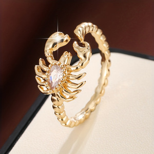 Anillos Ajustables CAOSHI con Diseño de Escorpión Elegante, con Circonita Blanca/Morada/Negra en Forma de Pera, Anillos de Moda para Mujer, Regalo para Fiestas, Anillos Abiertos con Circonita Cúbica - Product Image 5