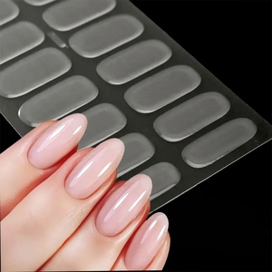 Trong suốt bán chữa khỏi UV Nail Sticker Full Bìa 16 lời khuyên không thấm nước sơn móng tay Dải UV/LED ngón tay dính móng Tay Gel đề can - Product Image 1