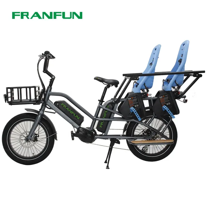 20*3.0 Electric family cargo ebike long tail long range electric city bicycle with baby seat for mother and children