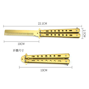 Cuchillo de Práctica Plegable Tipo Mariposa, Sin Filo, de Acero Inoxidable con Recubrimiento de Titanio, para Entrenamiento al Aire Libre, Personalizable, Estilo <span class=keywords><strong>CSGO</strong></span> - Product Image 2