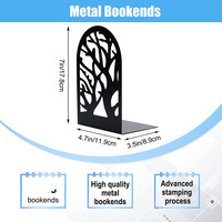 Porte-livres en métal de haute qualité, design arbre, couleur noire, supports pour livres lourds, marque OEM, fabriqué dans le Guangdong
