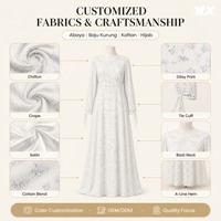 Robe longue plissée droite à imprimé floral bleu personnalisé pour femme, col bateau, poignets à nouer, en mousseline, style modeste, OEM ODM, marque privée, tenue musulmane