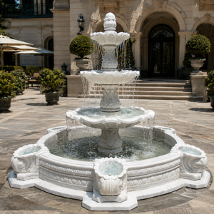 Fuente de Agua Decorativa de Mármol Blanco con Figuras Clásicas, Diseño Europeo Tallado a Mano, Modelo MLPQ-22 - Product Image 1