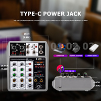 Table de mixage audio numérique professionnelle S4 Mini 4 canaux avec prise en charge de 5 appareils USB, suppression du bruit et double streaming