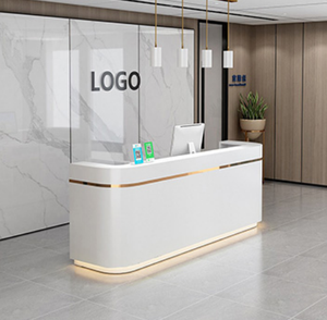 Mostrador de Madera Oscura con Retroiluminación LED, Moderno y de Lujo, para Bar, Club, Hotel, Vestíbulo, Restaurante, Clínica, Spa, Recepción - Product Image 1