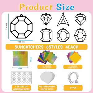 Kit de loisirs créatifs DIY en papier pour fenêtre, attrape-soleil à suspendre, motif bijou et diamant, pour activités scolaires, maison, fêtes d'enfants et cadeaux - Product Image 5