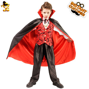 Disfraz de Chico Vampiro para Niños, Disfraz de Halloween, Traje para Representaciones Escénicas, Conjunto de Capa, Chaleco y Pantalones Rojos y Negros - Product Image 2
