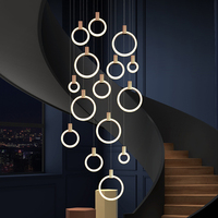 Lustre LED moderne pour escalier, suspension creuse composite, luminaire créatif pour villa et restaurant, décoration d'escalier