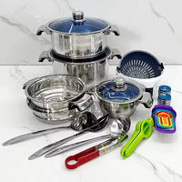 Ensemble de casseroles et ustensiles de cuisine en acier inoxydable de haute qualité, 252 pièces, avec couvercles en verre, vente chaude
