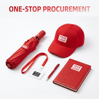 Set de Regalo Promocional Personalizado con Logotipo, Tema Rojo, Kit de Obsequios Empresariales que Incluye Camiseta, Gorra de Béisbol, Taza y Porta Identificación