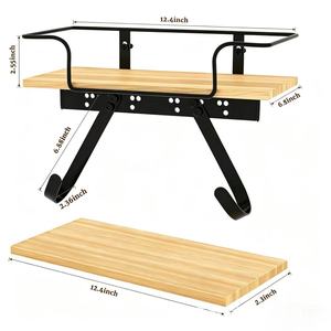 Soporte de madera para plancha de vapor, montado en la pared, con almacenamiento para el cuarto de lavandería - Product Image 4