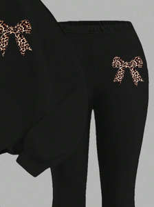 Custom <span class=keywords><strong>per</strong></span> la crema bianco nero 2 pezzi di <span class=keywords><strong>abbigliamento</strong></span> Set <span class=keywords><strong>per</strong></span> le <span class=keywords><strong>giovani</strong></span> ragazze allentate leopardo felpa felpa lettera <span class=keywords><strong>per</strong></span> l'autunno/inverno all'aperto - Product Image 4