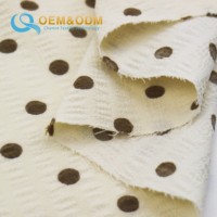 Tissu en crêpe polyester et élasthanne imprimé à pois personnalisé pour vêtements et robes en stock