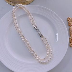 Chất Lượng Cao 925 Tinh Khiết Bạc Cổ Điển Đồ Trang Sức 4Mm & 8Mm Độ Bóng Cao Vòng Trắng Ngọc Trai Nước Ngọt Vòng Cổ - Product Image 2