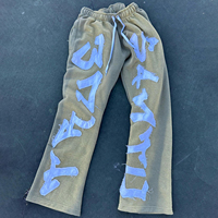Fabricant de vêtements Pantalon baggy personnalisé pour hommes Écussons de broderie Pantalons de survêtement empilés lavés à l'acide pour hommes