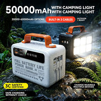 Dernier modèle de batterie externe portable de grande capacité pour le camping en plein air, 20000mAh-100000mAh, avec câble intégré et lumière LED