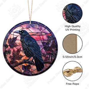 Feliz Halloween <span class=keywords><strong>redondo</strong></span> de madera colgante de pared signo gato negro FIESTA DE Halloween círculo corona Decoración - Product Image 3