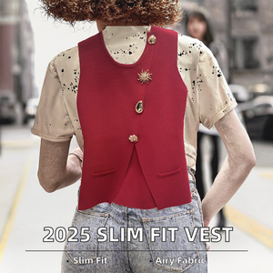 Gilet décontracté en maille sans manches pour femme, col rond, amincissant et polyvalent, nouvelle collection automne 2025 – Vente en gros pour boutiques - Product Image 2