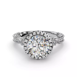 Anillo de compromiso de oro blanco de 14 quilates con diamante de laboratorio, corte brillante redondo, estilo clásico, color D, certificado IGI, para mujer. - Product Image 1