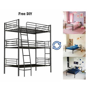 <span class=keywords><strong>Lit</strong></span> <span class=keywords><strong>superposé</strong></span> <span class=keywords><strong>triple</strong></span> <span class=keywords><strong>en</strong></span> acier inoxydable à trois niveaux avec décoration <span class=keywords><strong>en</strong></span> <span class=keywords><strong>bois</strong></span> moderne, gain de place pour le salon et la chambre à coucher - Product Image 2