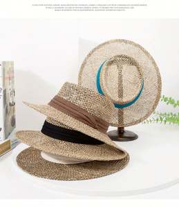 2025 Summer Hollow Out Design Seagrass <b>Straw</b> <b>Hat</b> Beach Telecospe Crown <b>Boater</b> <b>Hat</b> for Women Lady Sun Shade - Product Image 2