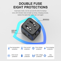 Adaptateur de voyage universel en gros 2500W avec double fusible et ports USB-A et USB-C, prise murale portable pour voyages internationaux