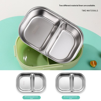 Boîte à lunch compartimentée en acier inoxydable SUS304 avec couvercle en plastique, compatible micro-ondes, pour enfants