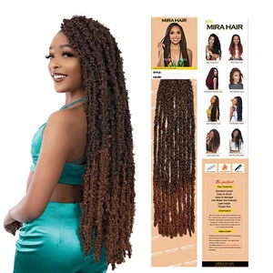 Extensions de cheveux synthétiques pré-bouclées Mira Distressed Locs de 24 pouces, douces, pour tresses au crochet, style dreadlocks africaines, pour femmes, vente en gros - Product Image 1