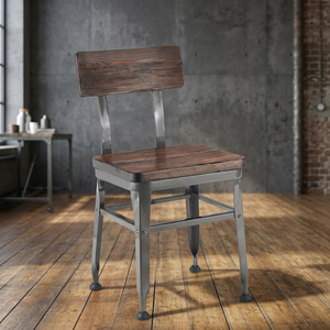 Industrial Furniture European Modern Solid Wooden <b>Dining</b> <b>Chair</b> with Metal Legs Restaurant <b>Chair</b> for Home Office & Apartment Use - Product Image 3