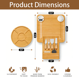 Custom Cheese Board with Cutlery Set <b>Large</b> Charcuterie Platter and Serving Meat <b>Slide</b>-Out Drawer - Product Image 2