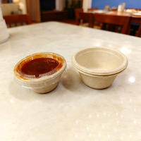 Tasse jetable biodégradable de pâte à papier de bagasse de tasse de sauce de canne à sucre avec le couvercle